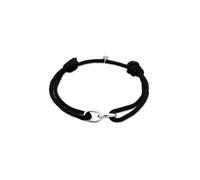 Kuzzoi Pulsera de Buda para hombre con colgante de eslabones de plata 925, pulsera textil de nailon para hombre (negro), longitud 19 cm, Plata de ley Nailon