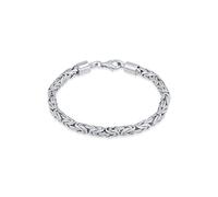 Kuzzoi Pulsera de plata de ley 925 hecha a mano para hombre, pulsera de cadena real (5 mm) de Buda de plata de ley 925, pulsera real maciza para hombre