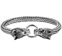 Kuzzoi Pulsera de plata de ley 925 maciza auténtica para hombre, hecha a mano, con cierre de lobo, 7 mm de ancho, 70 g de peso, 335115, Eine Grösse, Plata de ley, Sin piedra preciosa