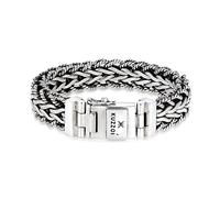 Kuzzoi Pulsera de plata de ley 925 maciza oxidada con cierre de caja y logotipo grabado, 15 mm de ancho, 95 g de peso