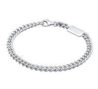 Kuzzoi Pulsera de plata de ley 925 maciza para hombre con eslabones blindados (5 mm) para hombre, pulsera con mosquetón, longitud 19-23 cm, 0204362022, 19 centimeters, Plata de ley