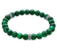 Kuzzoi Pulsera para hombre con piedras preciosas de malaquita verde y cuentas en plata de ley 925, pulsera de yoga, pulsera de energía, Ágata, malaquita,