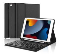KVAGO Funda con Teclado iPad 9a generación - Español Bluetooth Desmontable Teclado para iPad 9ª Gen 2021/8ª Gen 2020/7ª Gen 2019 (10,2 Pulgadas)/ Air 3 / Pro 10.5, Negro