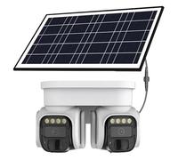 KVBRUI Cámara CCTV Solar de 8 MP 4K con Doble Cabezal, 4G, WiFi, monitoreo de 360 Grados, Seguimiento automático, visión Nocturna Colorida, PTZ(WiFi No Memory Card)