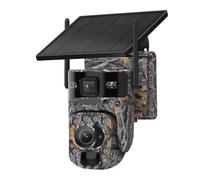 KVBRUI Cámara de Seguridad Solar 4G LTE con Zoom 50X de 12MP, sin WiFi, inalámbrica, Sensor de Movimiento PIR for Exteriores, visión Nocturna, conversación bidireccional IP66(4G Add 32GB Card)