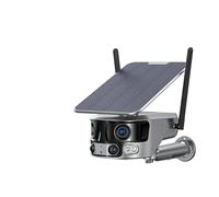 KVBRUI Cámara de Seguridad Solar 4K con ángulo de visión Ultra Amplio de 180°, 4G, for Exteriores, WiFi, Zoom 4X, Lente Dual, PIR, detección Humana, CCTV(4K WiFi Add 32GB)