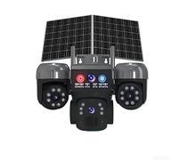 KVBRUI Cámara de vigilancia con Tres Lentes PTZ, aplicación V380, cámara Solar WiFi de Seguridad, cámaras solares Inteligentes for Exteriores, detección PIR(15MP 128G)