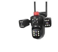 KVBRUI Cámara de vigilancia WiFi de 20 MP con Zoom de 10X, 4 Pantallas, cámaras de Seguridad for Exteriores, detección Humana de 10 K, Seguimiento automático(EU Plug,Black CAM Add 64G)
