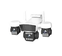 KVBRUI Cámara Exterior WiFi UHD de 12 MP y 6K con 3 PTZ, Tres Lentes, Triple Pantalla, Monitor de Seguridad, visión Nocturna, CCTV Impermeable.(UK Plug,3K 6MP NO Card)