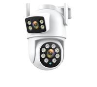KVBRUI Cámara IP PTZ de 8 MP y 4K con Doble Lente y detección Humana, cámara de Seguridad CCTV con visión Nocturna y WiFi for Exteriores.(US Plug,4MP NO SD Card)