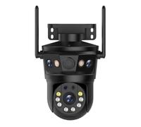 KVBRUI Cámara IP WiFi de 12 MP con Tres Pantallas for Exteriores, Tres Lentes, PTZ, IA, detección Humana, Impermeable, videovigilancia(EU Plug,12MP Add 128G)