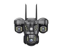 KVBRUI Cámara IP WiFi de 15MP y 8K, Tres Lentes PTZ for Exteriores, Impermeable, hogar Inteligente, visión Nocturna HD, cámara de Seguridad CCTV V380 Pro(UK Plug,1ps CAM 128GB Card)