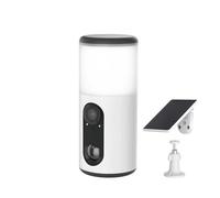 KVBRUI Cámara Solar 2.5K Cámara Exterior WiFi Tiempo Ultra en Espera Visión Nocturna en Color Detección AI Cámara de Seguridad con Reflector - Cámara de visión Nocturna for el hogar(White)