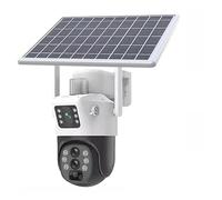 KVBRUI Cámara Solar de 12 MP, Zoom 10X, Tres Lentes, Pantalla Dual, for Exteriores, 6K, 4G, WiFi, PTZ, comunicación bidireccional, Seguimiento automático de Personas, V380Pro(Purple)
