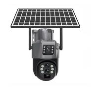 KVBRUI Cámara Solar de 12 MP, Zoom 10X, Tres Lentes, Pantalla Dual, for Exteriores, 6K, 4G, WiFi, PTZ, comunicación bidireccional, Seguimiento automático de Personas, V380Pro(Green)