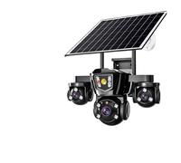 KVBRUI Cámara Solar de 15MP, 3 Lentes, Tres Pantallas, Sim 4G, vigilancia en Exterior, WiFi, Zoom Digital 10X, cámaras de Seguridad de Seguimiento automático V380 Pro(WiFi CAM 64GB Card)