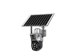 KVBRUI Cámara Solar de Doble Pantalla 4G/WiFi de 12 MP for Exteriores, Zoom 10X, 6K, Tres Lentes, Seguimiento automático de Personas, V380 Pro(WiFi 10xZoom 32G)