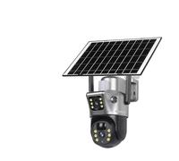 KVBRUI Cámara Solar de Doble Pantalla 4G/WiFi de 12 MP for Exteriores, Zoom 10X, 6K, Tres Lentes, Seguimiento automático de Personas, V380 Pro(WiFi No Zoom 32G)