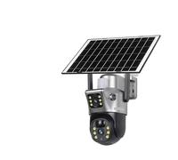 KVBRUI Cámara Solar de Doble Pantalla 4G/WiFi de 12 MP for Exteriores, Zoom 10X, 6K, Tres Lentes, Seguimiento automático de Personas, V380 Pro(4G No Zoom 32G)