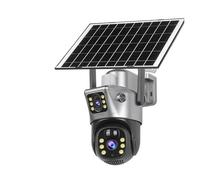 KVBRUI Cámara Solar for Exteriores V380 Pro HD de 15 MP con WiFi, Triple Lente, Seguimiento móvil, visión Nocturna, Tarjeta SIM 4G, CCTV, intercomunicador bidireccional.(Dual Lens 4G 128GB)