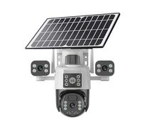KVBRUI Cámara Solar for Exteriores V380 Pro HD de 15 MP con WiFi, Triple Lente, Seguimiento móvil, visión Nocturna, Tarjeta SIM 4G, CCTV, intercomunicador bidireccional.(Three Lens WiFi)