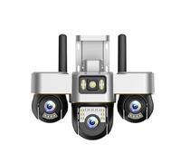 KVBRUI Cámara V380 Pro con Triple Lente WiFi, Zoom 10X, 6K, 12MP, cámaras IP for Exteriores, detección Humana, visión Nocturna, vigilancia, Control por aplicación Ptz(UK Plug,WiFi CAM Add 128G)