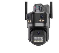 KVBRUI Cámara WiFi 6K de Tres Pantallas y Tres Lentes, Seguridad WiFi, cámara IP 4K, Lente Dual, visión Nocturna a Color, Seguimiento automático, vigilancia(US Plug,6K Add 128G)