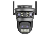 KVBRUI Cámara WiFi for Exteriores de 20 MP, Cuatro Lentes, Tres Pantallas, Zoom 10X, 15 MP, Tres Lentes, 4K, PTZ, vigilancia con Seguimiento automático(AU Plug,20MP Add 32G Card)