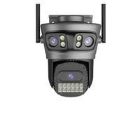 KVBRUI Cámara WiFi for Exteriores de 20 MP, Cuatro Lentes, Tres Pantallas, Zoom 10X, 15 MP, Tres Lentes, 4K, PTZ, vigilancia con Seguimiento automático(EU Plug,15MP Add 64G Card)