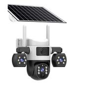 KVBRUI Cámaras solares 4G 15MP 3 Lentes 3 Pantallas Cámara con Zoom 10X PIR Detección Humana Visión Nocturna CCTV Protección de Seguridad(4G Camera)