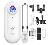 KVBRUI Mini cámara de acción 4K WiFi, grabadora de vídeo portátil POV de Pulgar de 128GB con Soporte for Casco de videocámara Impermeable IPX7(4K White)