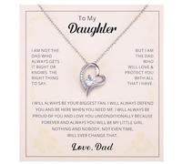Kvekstio Collar con colgante de corazón para mi hija, regalo de papá, padre e hija, regalos de separación para graduación, cumpleaños, M, Metal Zirconia cúbica, Circonia cúbica
