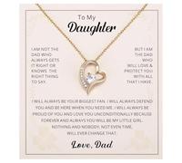 Kvekstio Collar con colgante de corazón para mi hija, regalo de papá, padre e hija, regalos de separación para graduación, cumpleaños, M, Metal Zirconia cúbica, Circonia cúbica