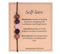 Kvekstio Pulsera de cristal para mujer, regalo de buena suerte, amor propio, regalo de recordatorio diario estimulante, regalo para aliviar el estrés y la ansiedad, M, Cristal Nailon, No es una piedra