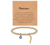 Kvekstio Pulsera de la suerte de mal de ojo para mujer, amuleto de buena suerte, regalo de amistad, pulsera de protección ajustable contra el mal de ojo con cuerno italiano para familiares, amigos