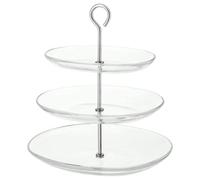 KVITTERA - Soporte para servir, tres niveles, cristal transparente/acero inoxidable