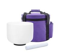 KVKA Cuenco de cristal de 432 Hz de 25 cm, cuarzo esmerilado, color blanco, cuenco curativo con bolsa de transporte para yoga, meditación (G - chakra de la garganta)