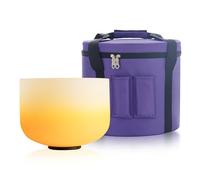 KVKA Cuencos de canto de color naranja degradado Aria de 10 pulgadas E 432HZ para yoga, sonido, baño, meditación con funda de transporte, chakra del plexo solar