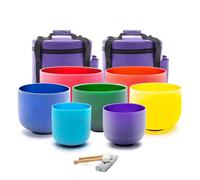 KVKA Juego de 7 cuencos de cristal de 432 Hz para cantar de 6 a 12 pulgadas, para chakra coloreado y curación de sonido y meditación de yoga, con bolsa de transporte