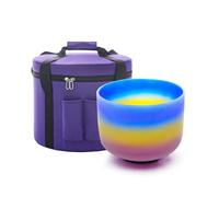 KVKA Tazón de cristal de cuarzo Rianbow Color Tercer Ojo Chakra A Nota 8 pulgadas con funda de transporte