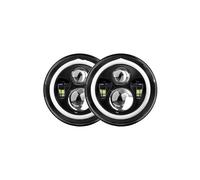 KVKQMLFEAW Conjunto Faros Delanteros para JK para LJ para CJ para Hummer para Offroad 4x4 12V 24V Coche 7 Pulgadas Led Faro Alto/bajo Haz H4 DRL Conjunto Lámpara Luz Delantera(Brown)