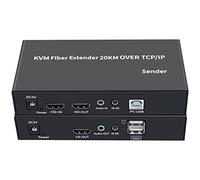 KVM Fibra Extender 20 km, HDMI + USB Fibra Extensor Mando a distancia Teclado y Ratón 3,5 mm Audio/IR Full HD 1080p / 6ohz HDMI a Cable Fibra Óptica Monomodo