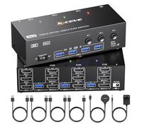 KVM Switch 3 Monitores 3 PC 8K@60Hz,4K@144Hz,HDMI Displayport Triple Monitor KVM Switch,3 Monitor Conmutador KVM con 4 Puertos USB 3.0 para Teclado y Ratón, Control Remoto y Adaptador DC/12V Incluidos