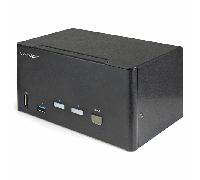 StarTech.com Switch Conmutador KVM de 2 Puertos DisplayPort 4K para 3 Monitores - Vídeo de 4K y 60Hz Ultra HD - HDR - Hub