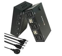 KVM Switch For 2 Monitors 2 Computers, 4K@30Hz Dual Monitor HDMI USB 2.0 Switcher 2 in 2 Out, Keyboard Mouse Switch Support Extended And Copy Display