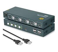 KVM Switch HDMI 4 Puertos, 4K @ 60Hz, USB 1.1, Conmutador KVM,HDMI 2.0, HDCP2.2, Con 4 Cables HDMI y 4 Cables USB, Button Switch, Conmutador KVM HDMI 4 Puertos