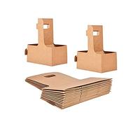 KVMORZE Portabebidas con asa para 2 Tazas, con Mango de cartón Kraft de 12 a 30 onzas, Soporte para Tazas de café para Bebidas, Comida para Llevar, cafetería y Restaurante, Paquete de 50