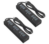 KVSERT 2 x USB 3.0 10 puertos USB divisor múltiple interruptor para PC portátil