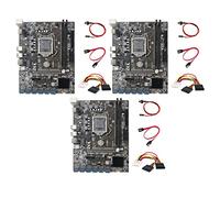 KVSERT 3 placas base de minería B250C con cable SATA de 4 a SATA+cable de interruptor+cable SATA 12 PCIE a ranura GPU USB 3.0 LGA1151