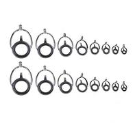 KVSERT Juego de 16 anillas ovaladas para caña de pescar, anillos de línea, kit de reparación de caña de pescar de tamaño mixto, anillos de doble pierna